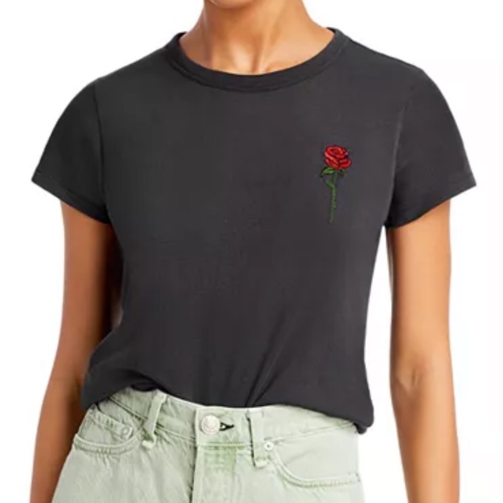 Rag and Bone Rose Embroidery T-Shirt XS